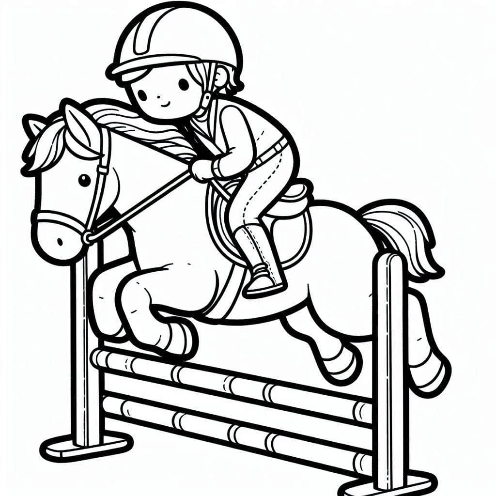 Cheval qui saute pour les enfants de 6 an coloring page