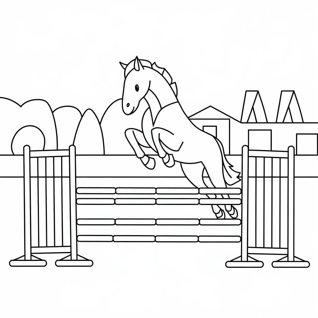 Cheval qui saute simple coloring page