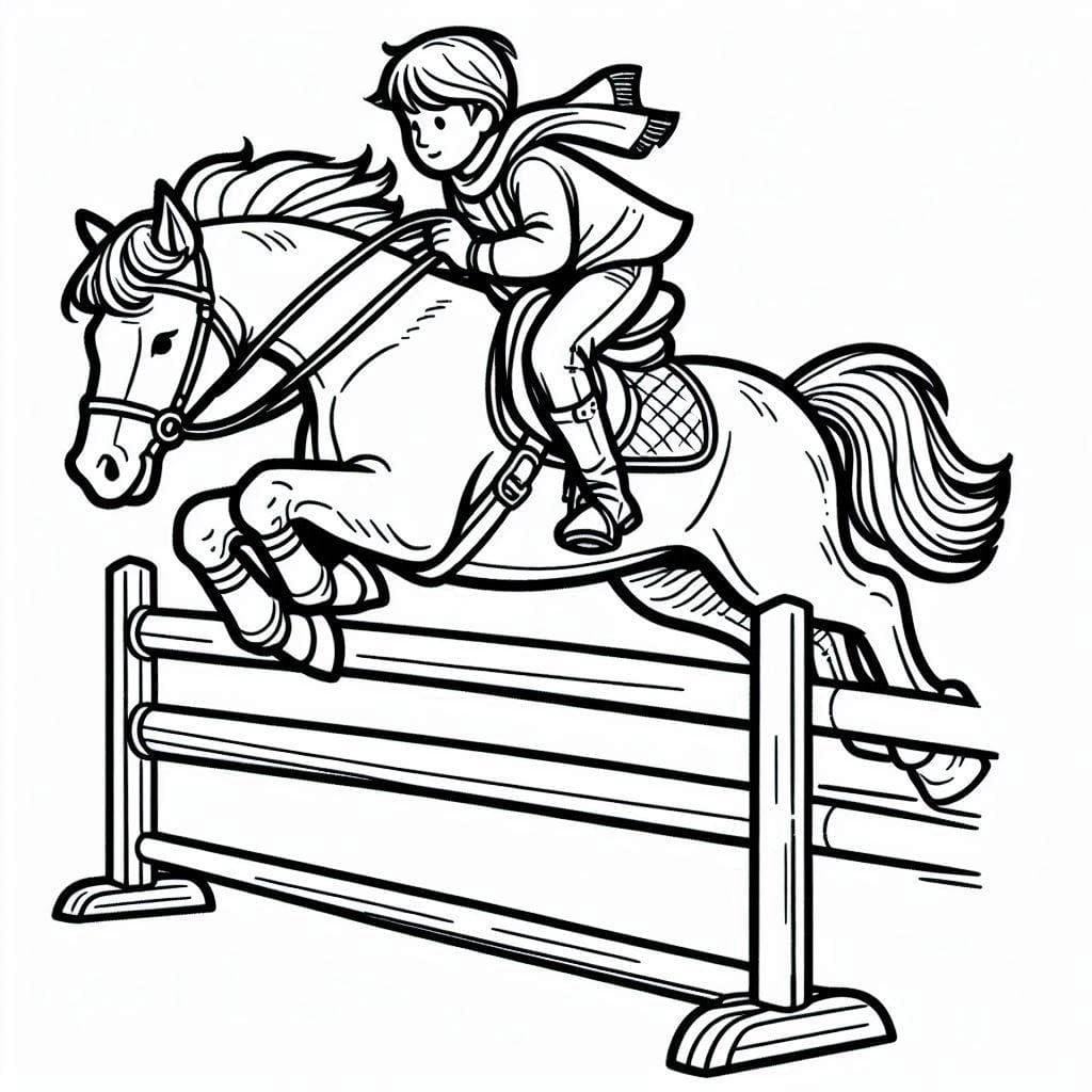 Cheval qui saute sport coloring page