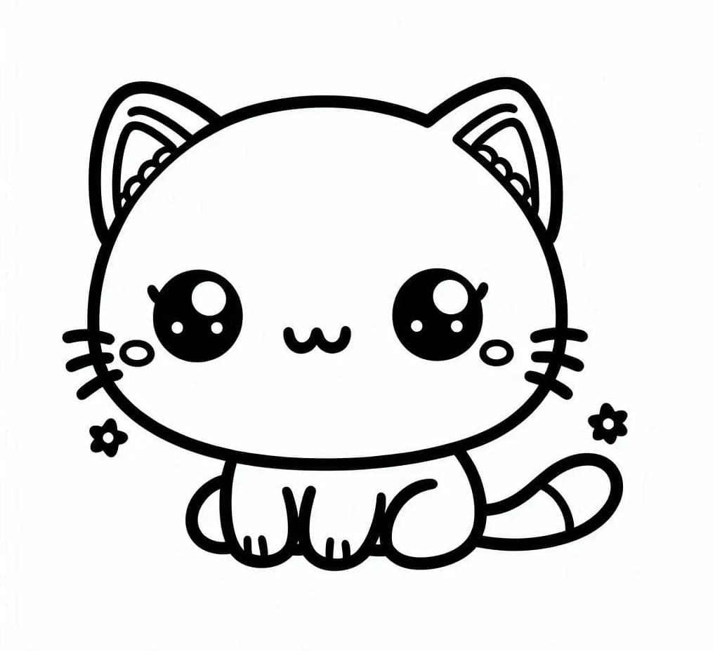 Dessin de Chat Kawaii Gratuit coloring page