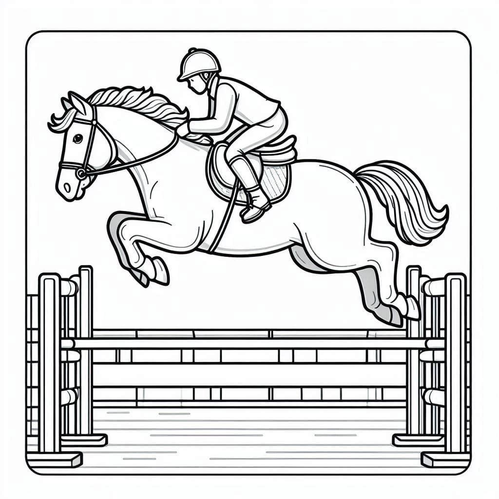 Dessin de cheval qui saute gratuit coloring page