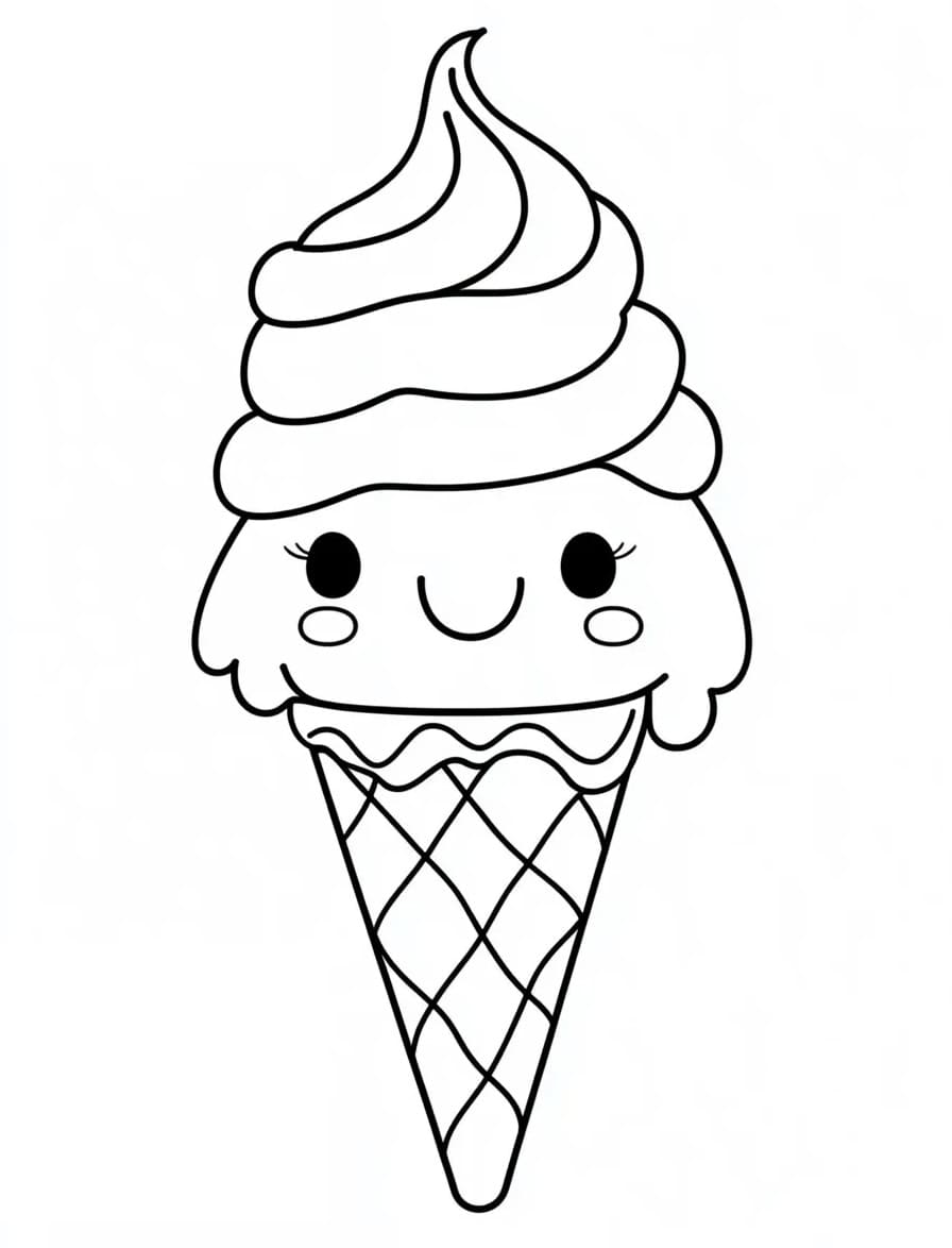 Coloriage Dessin de Glace Kawaii Gratuit