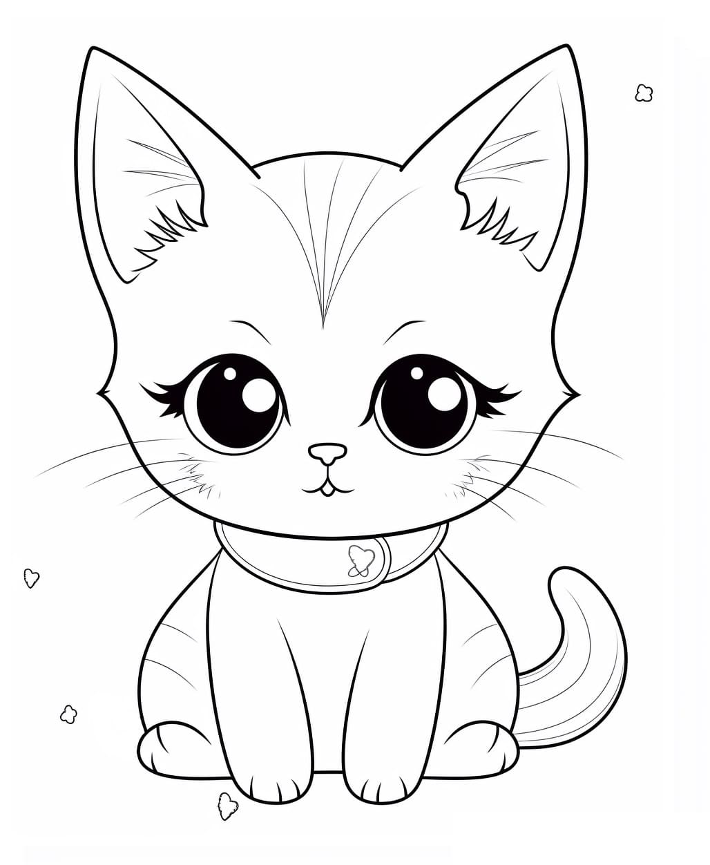 Coloriage Dessin Gratuit de Chat Kawaii