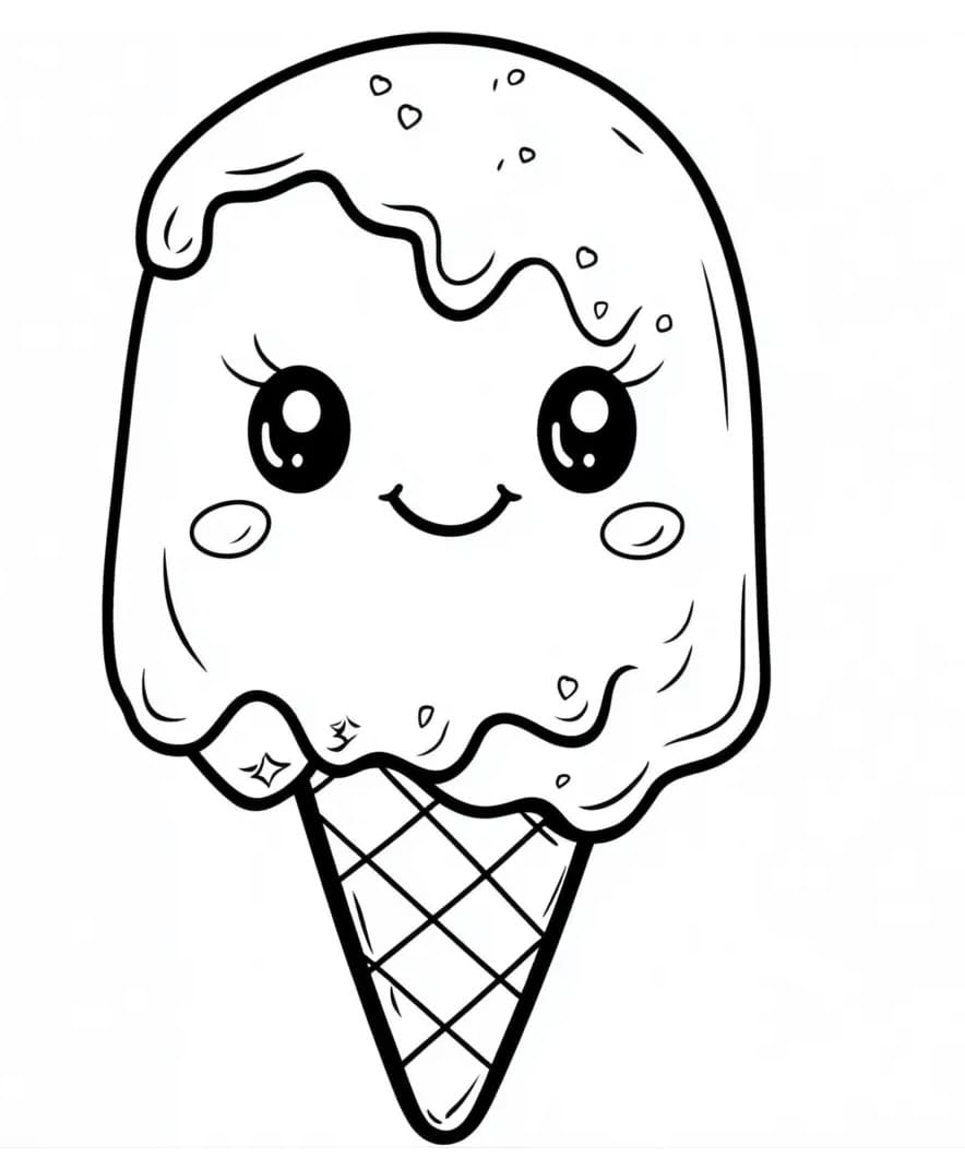 Coloriage Dessin Gratuit de Glace Kawaii