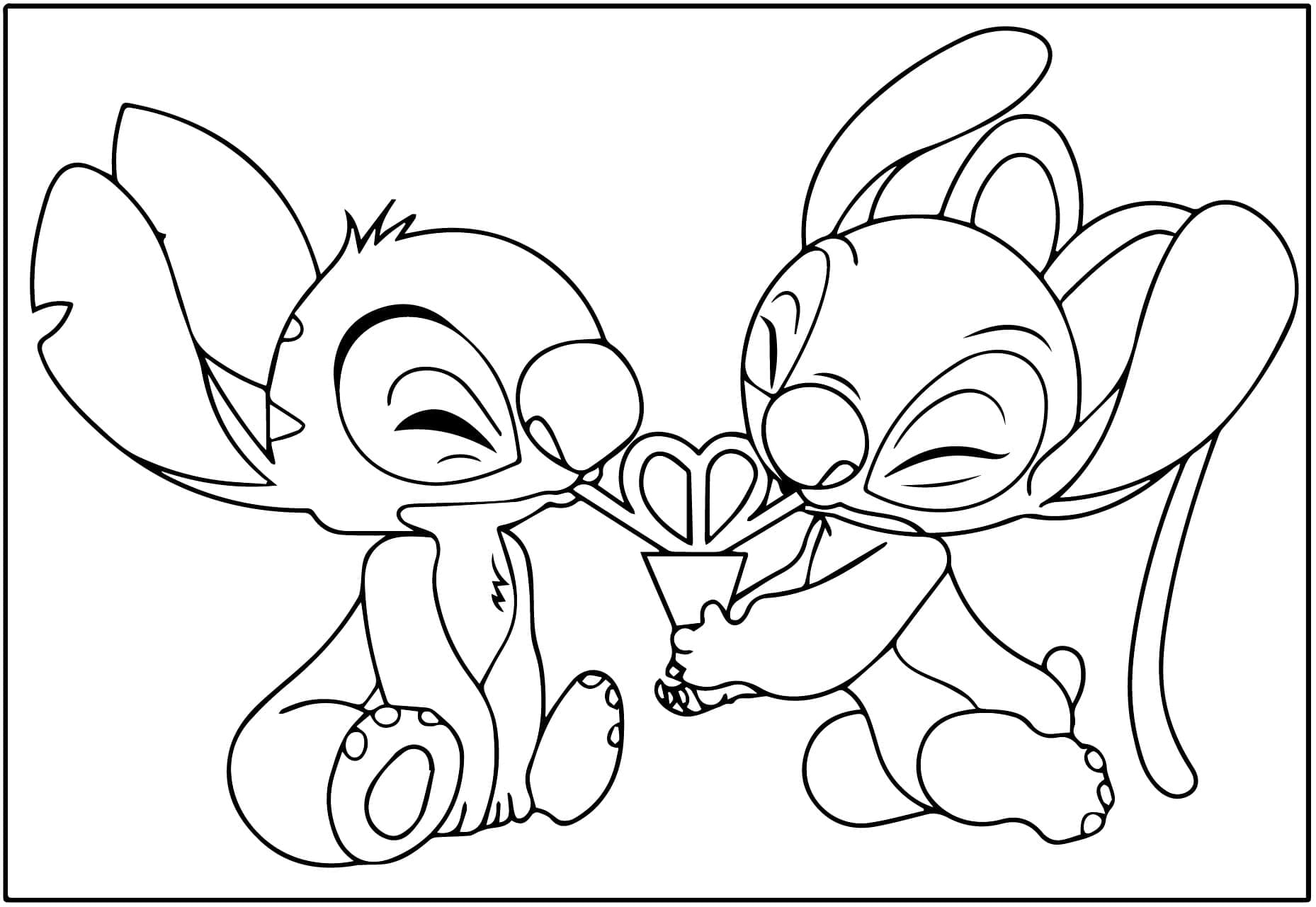 Coloriage Dessin Gratuit de Stitch et Angel