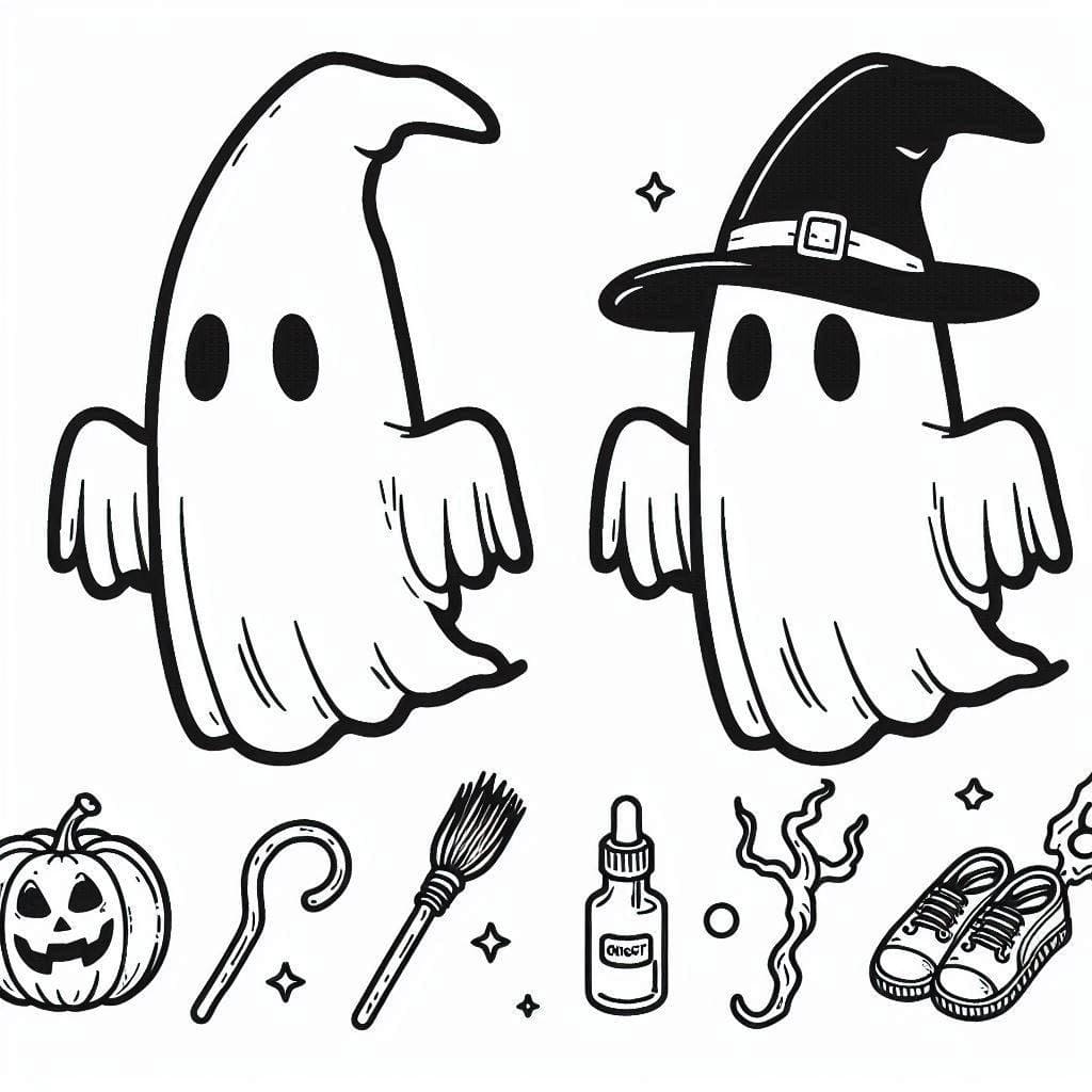 Deux Fantômes Halloween Drôle coloring page