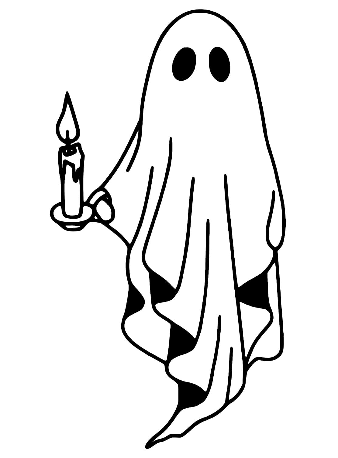 Fantôme Halloween et Bougie coloring page