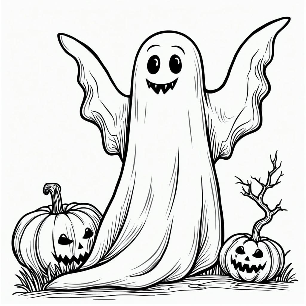 Fantôme Halloween Heureux coloring page