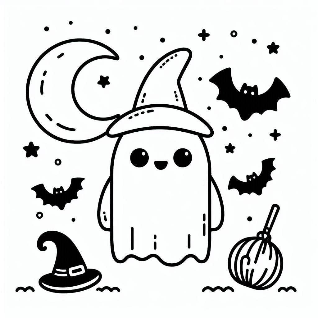 Coloriage Fantôme Halloween Mignon