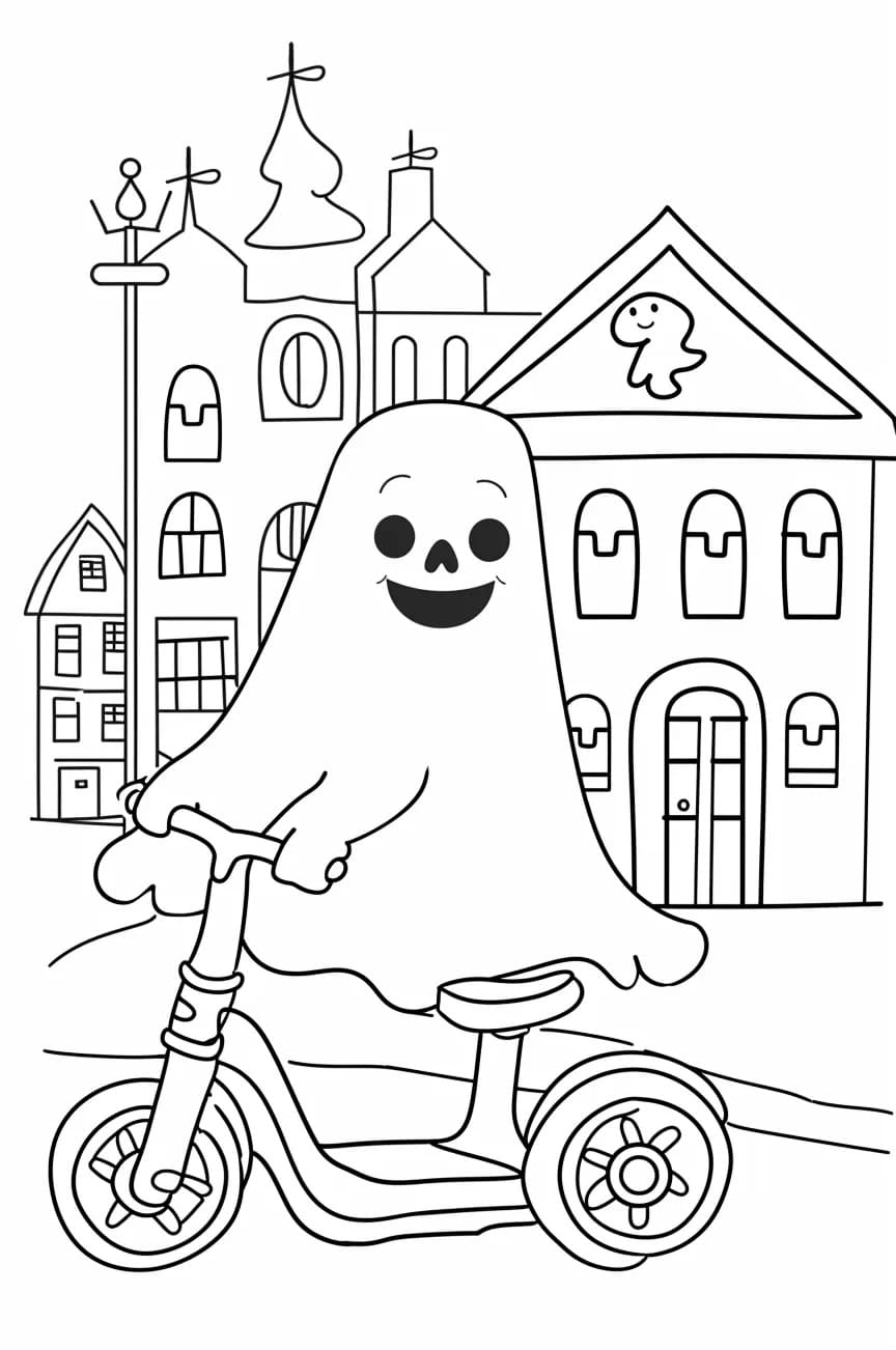 Fantôme Halloween Sympathique coloring page