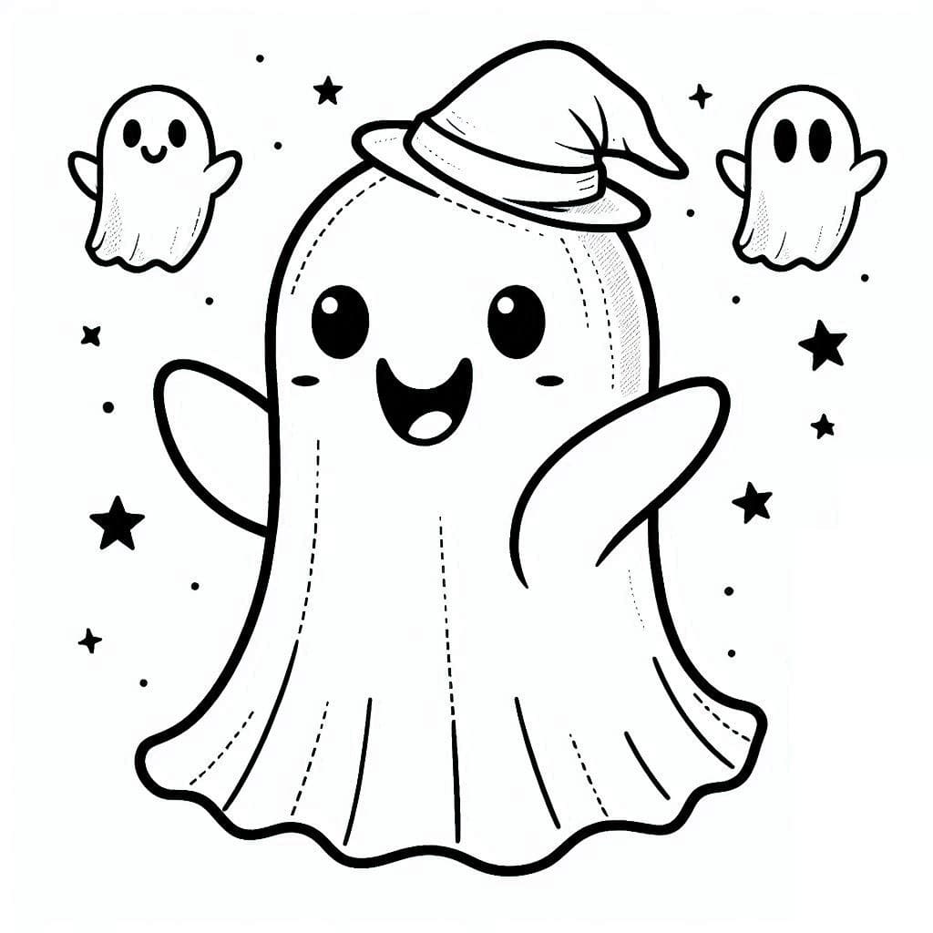 Fantôme Halloween très Mignon coloring page