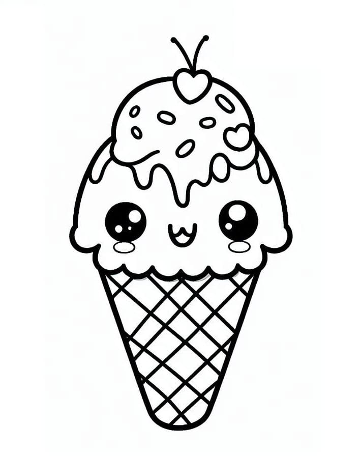 Glace Kawaii 3 coloring page