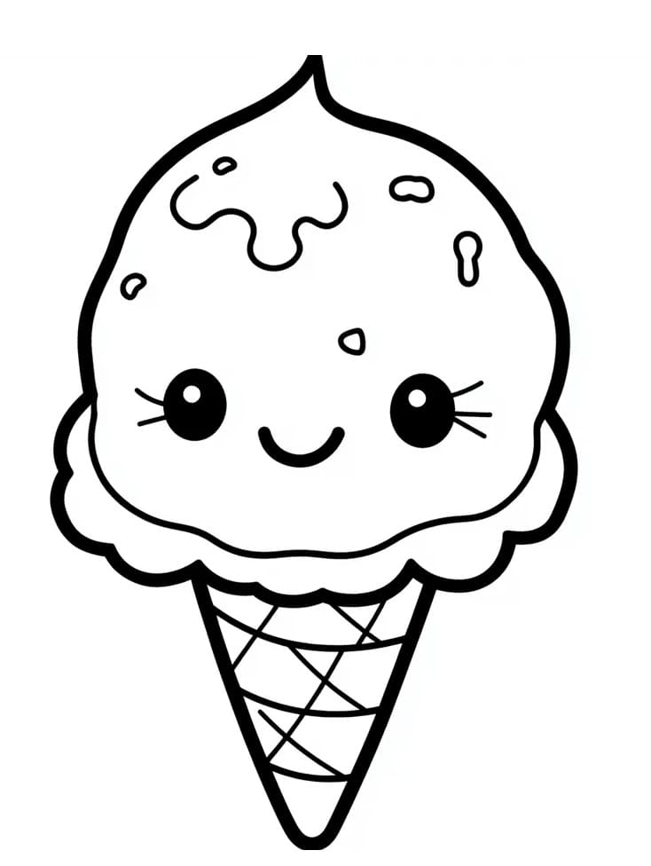 Glace Kawaii Gratuit Pour les Enfants coloring page