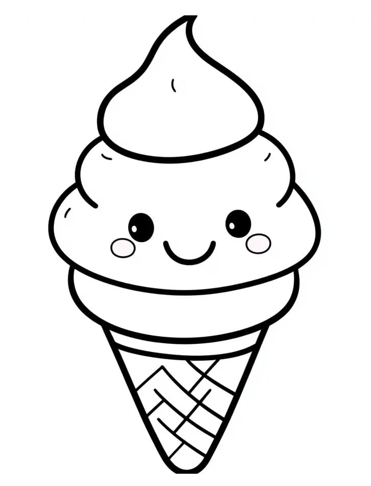 Glace Kawaii Pour Enfants coloring page