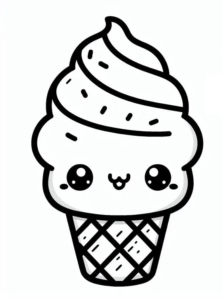 Glace Kawaii Pour les Enfants de 1 An coloring page