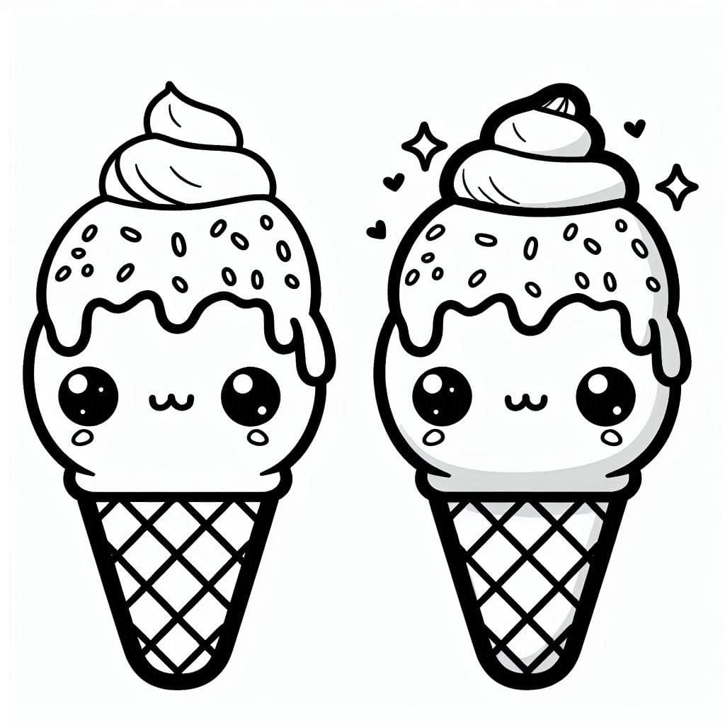 Glace Kawaii Pour les Enfants de 2 An coloring page