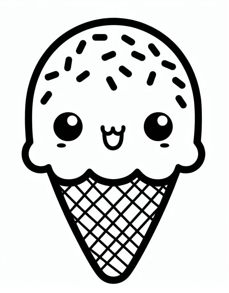 Glace Kawaii Pour les Enfants de 3 An coloring page