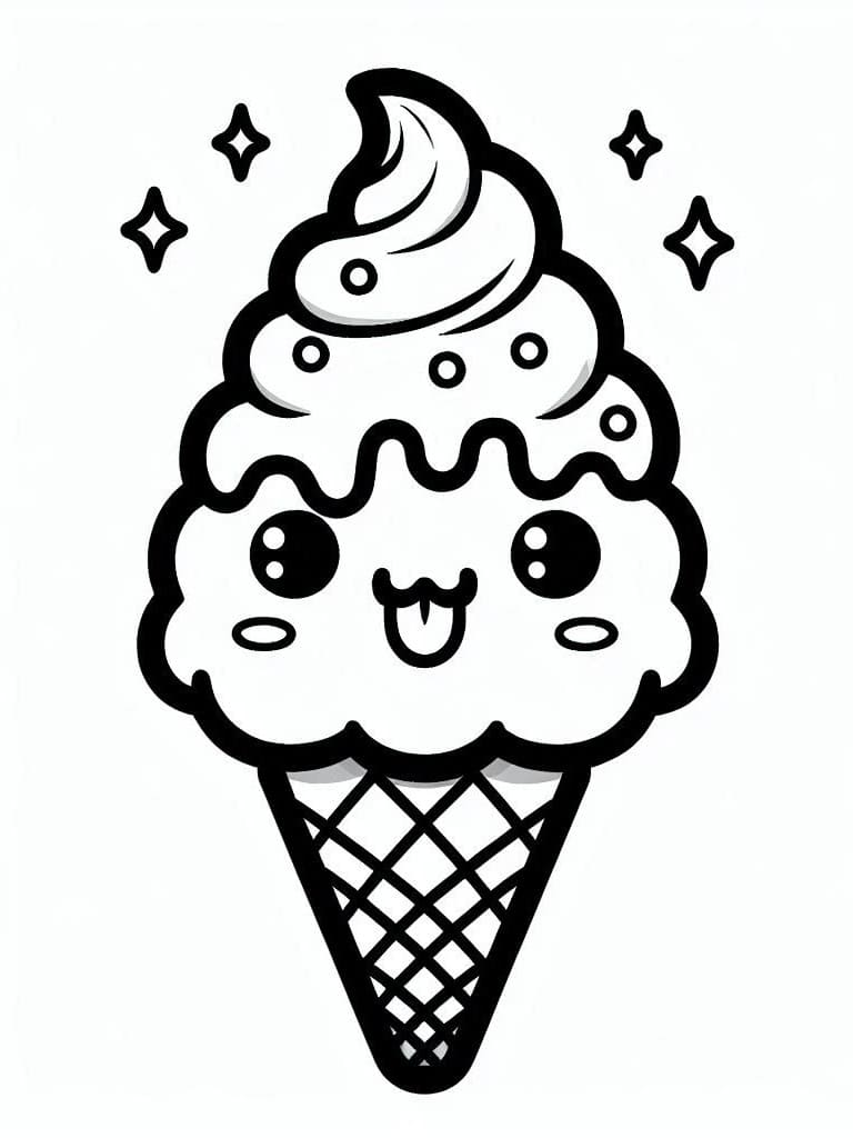 Glace Kawaii Pour les Enfants de 4 An coloring page