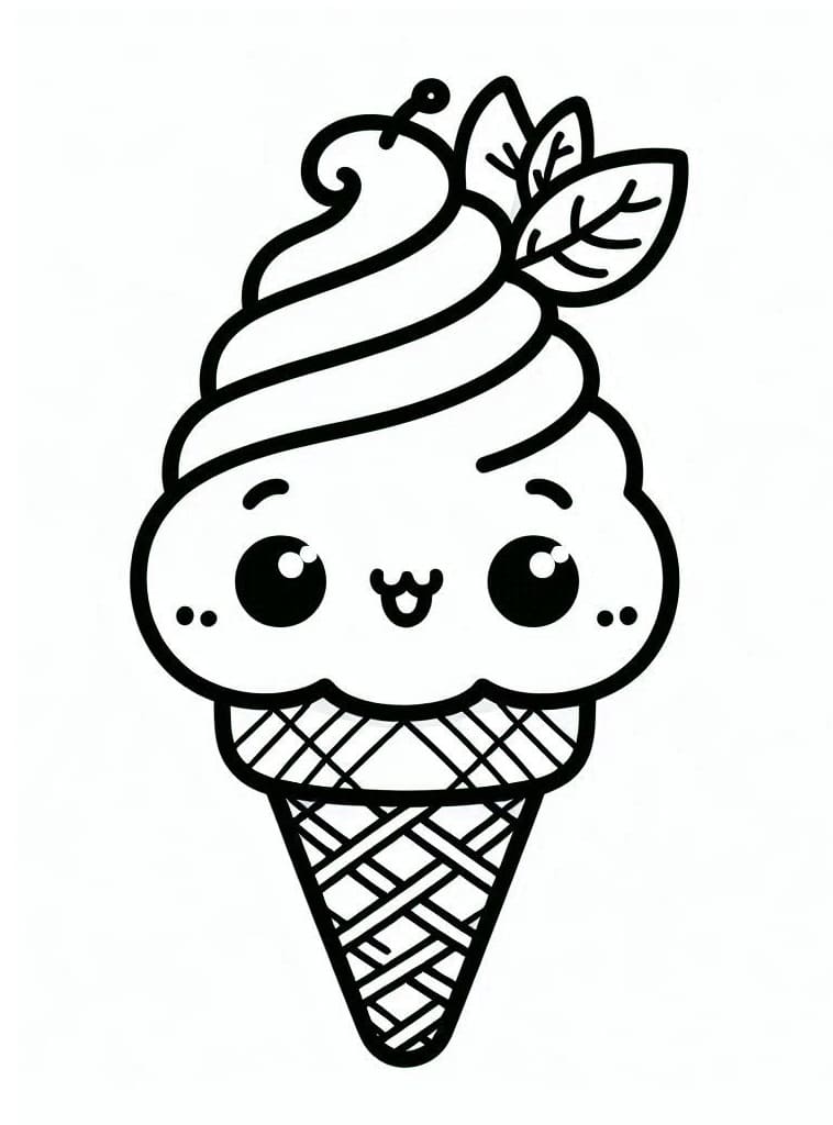 Glace Kawaii Pour les Enfants de 5 An coloring page