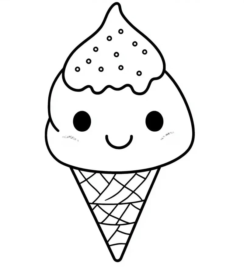 Glace Kawaii Pour les Enfants coloring page