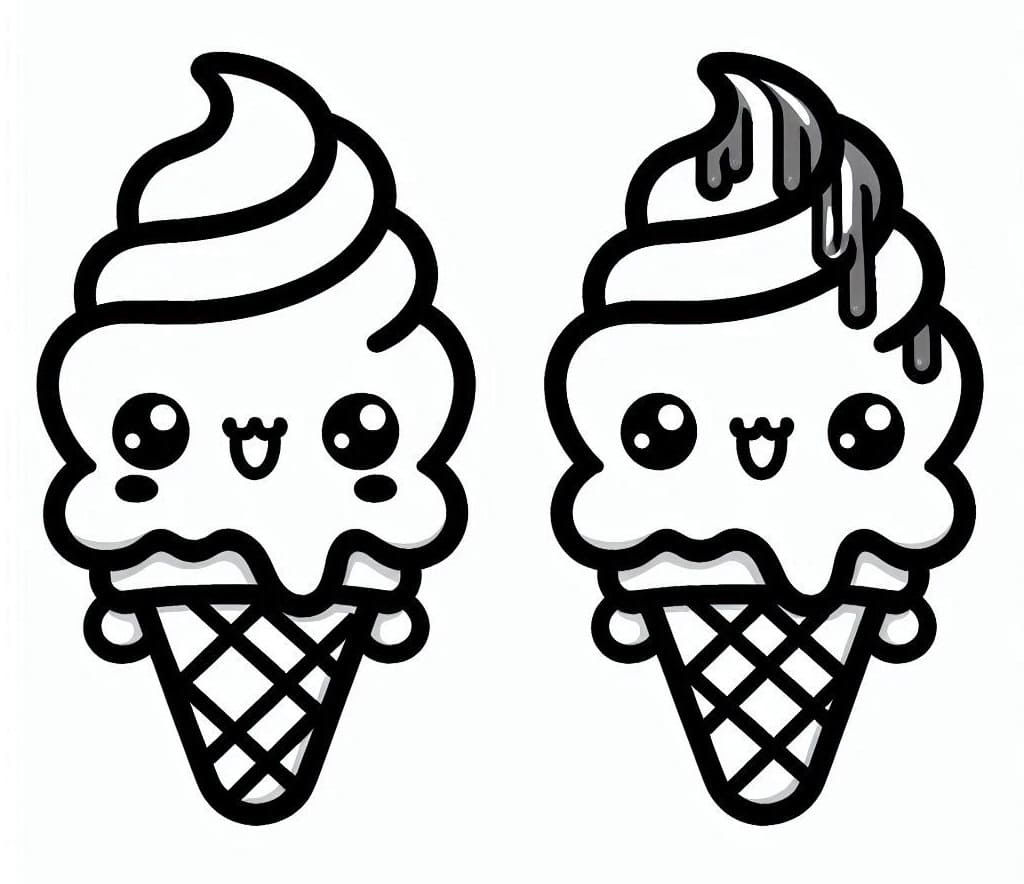 Glaces Kawaii coloring page