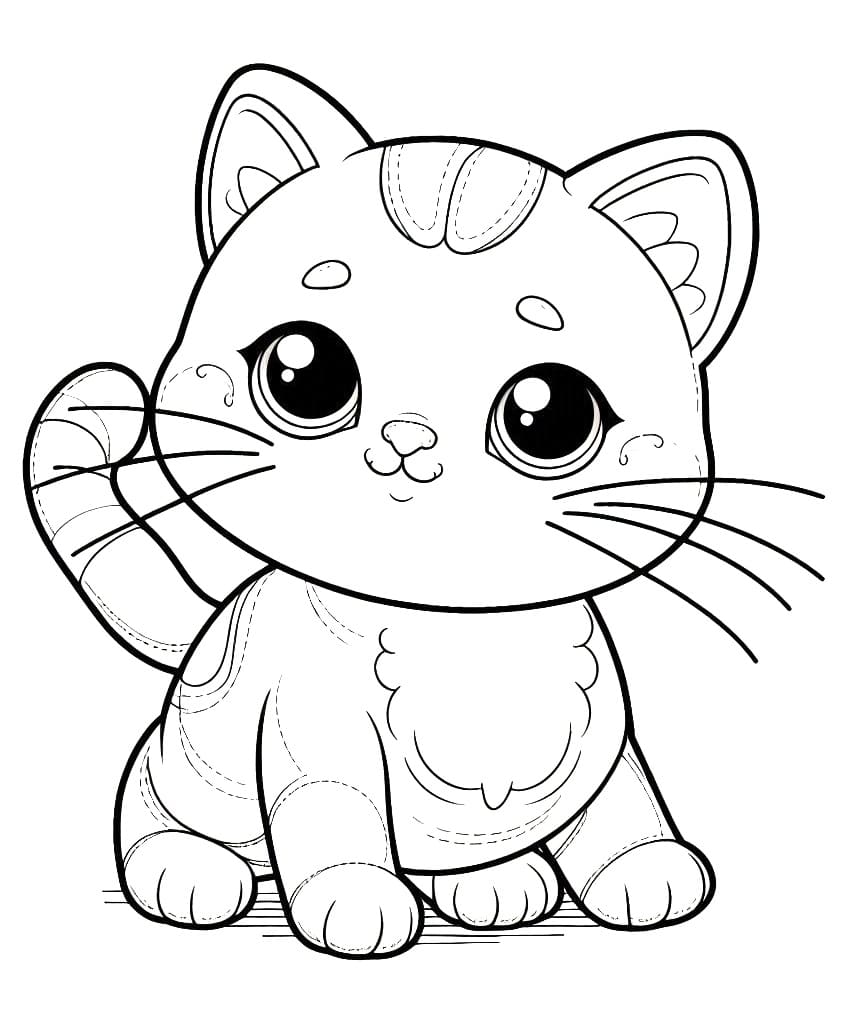 Imprimable Chat Kawaii coloring page