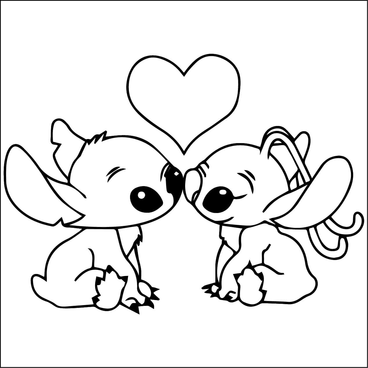 Coloriage Imprimable Stitch et Angel