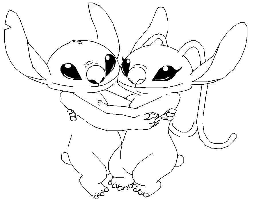 Coloriage Joli Stitch et Angel