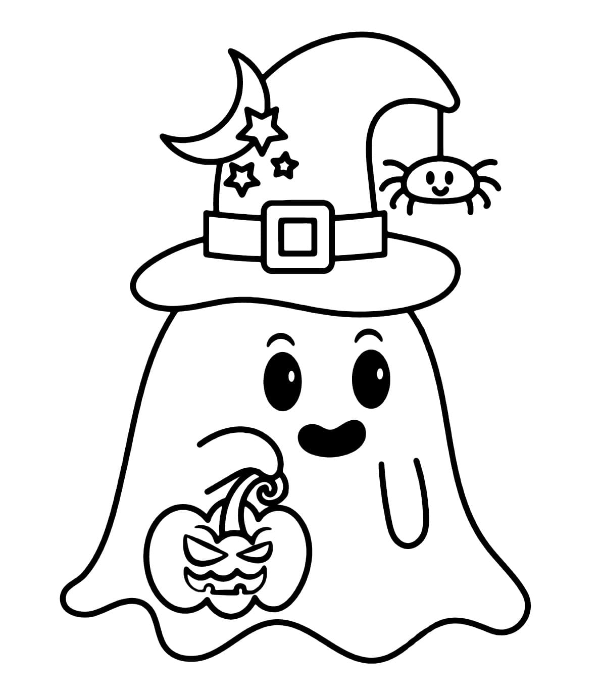 Coloriage Joyeux Fantôme Halloween