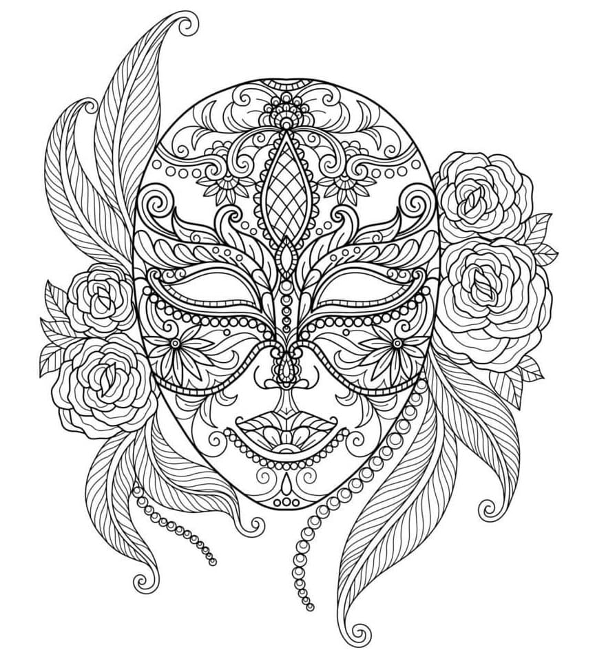 Masque de carnaval fantastique coloring page