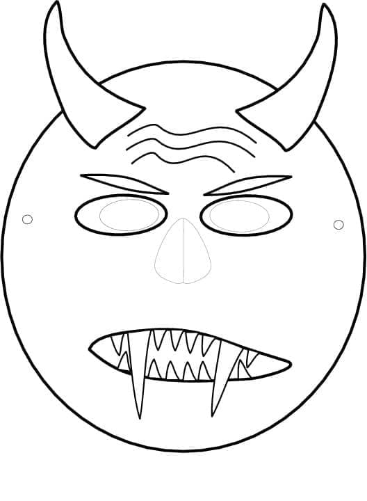 Masque de démon d’Halloween coloring page