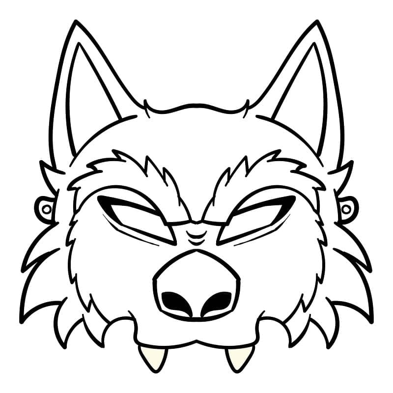 Coloriage Masque de loup pour Halloween