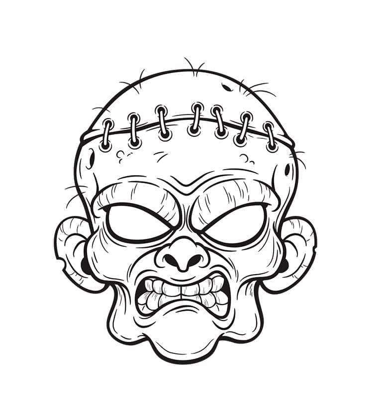 Masque d’Halloween zombie coloring page