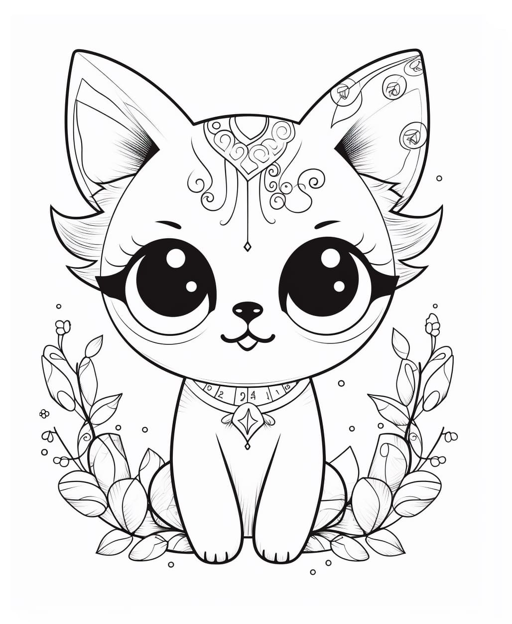 Coloriage Peinture de Chat Kawaii