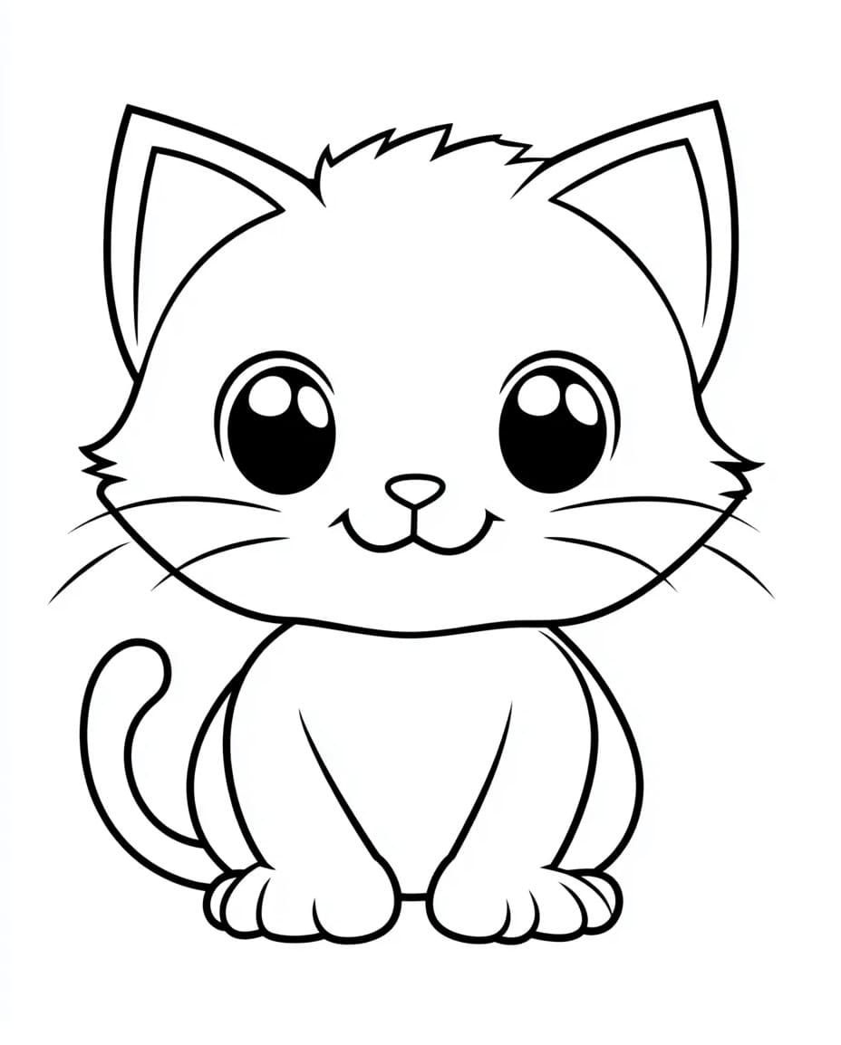 Coloriage Petit Chat Kawaii