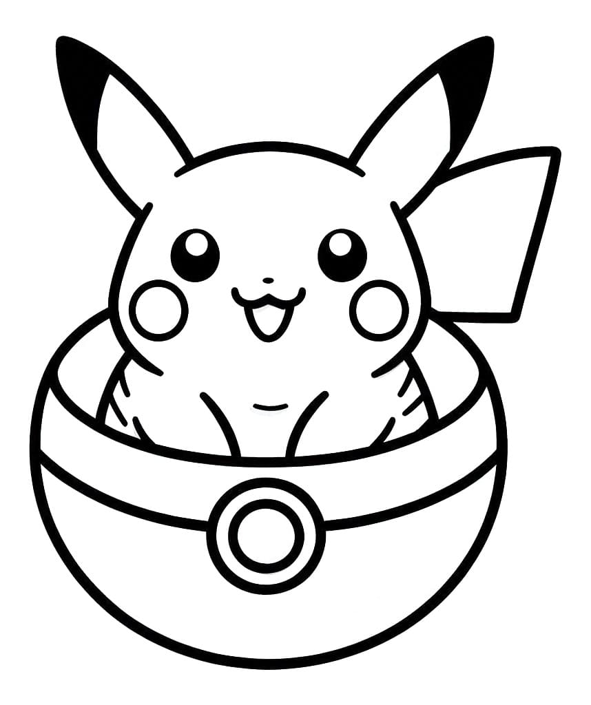 Pikachu dans Pokéball coloring page