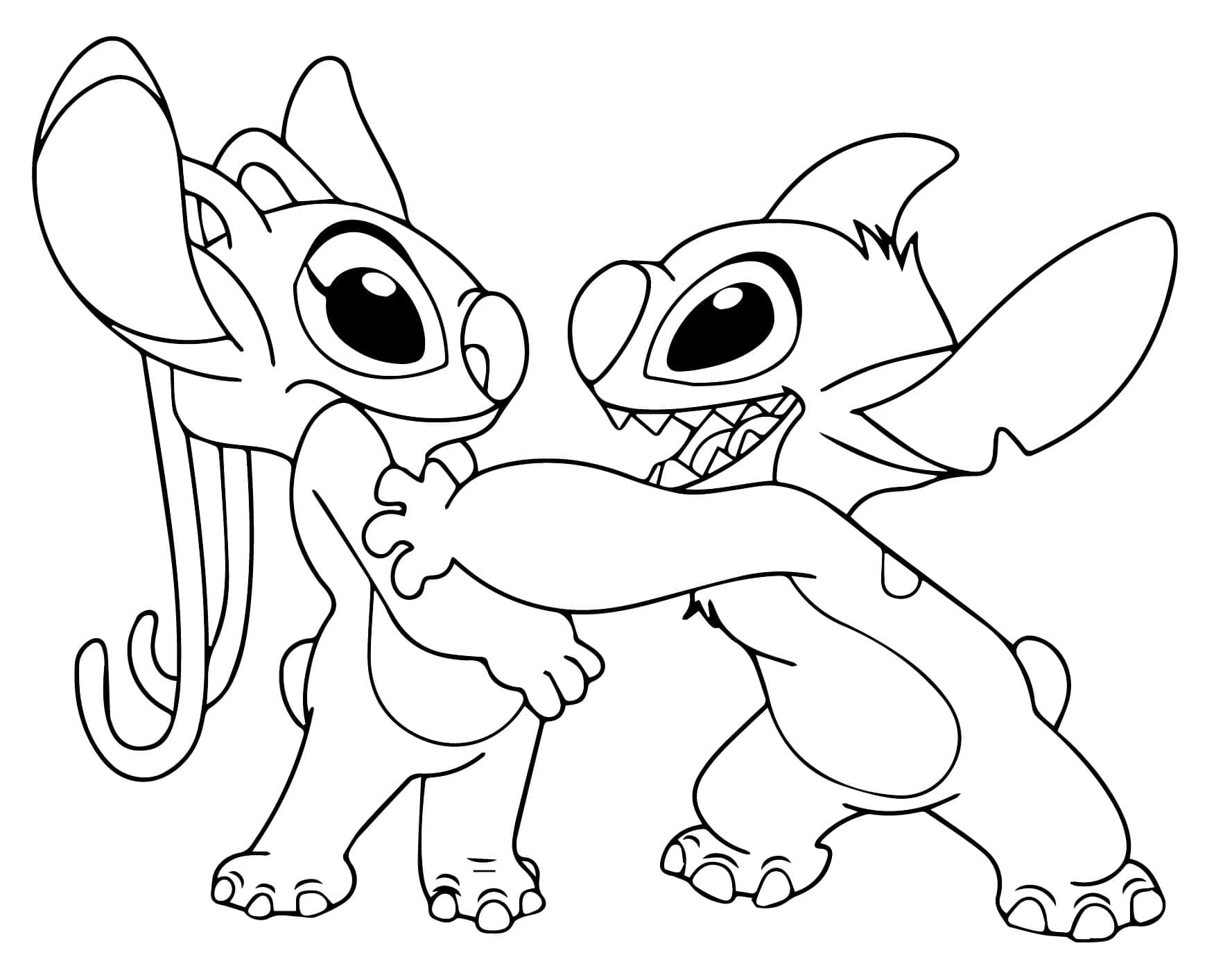 Coloriage Stitch et Angel Gratuit Pour les Enfants