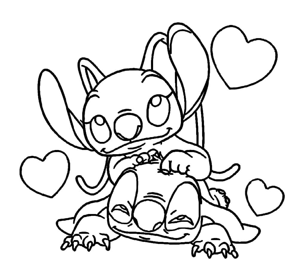 Stitch et Angel Imprimable coloring page