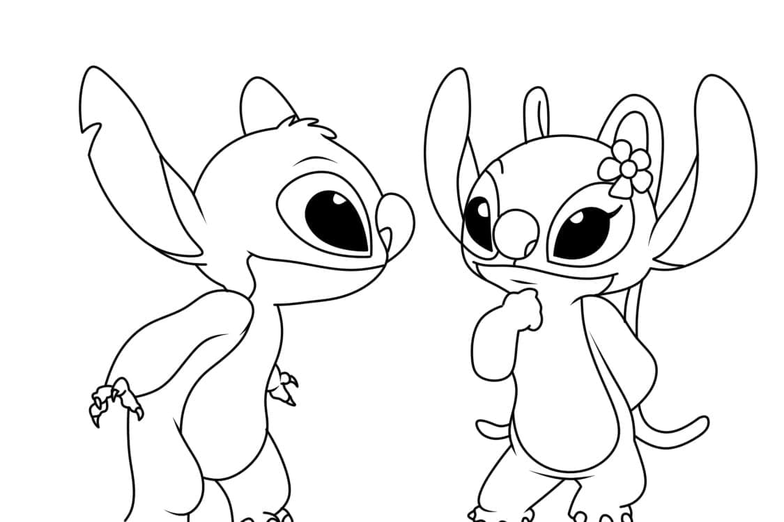 Stitch et Angel très Mignons coloring page