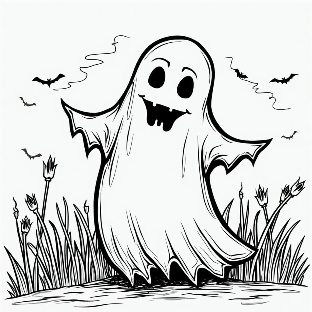 Un Fantôme Halloween Heureux coloring page