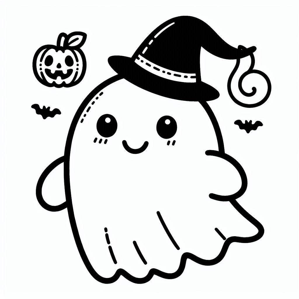 Un Fantôme Halloween Mignon coloring page