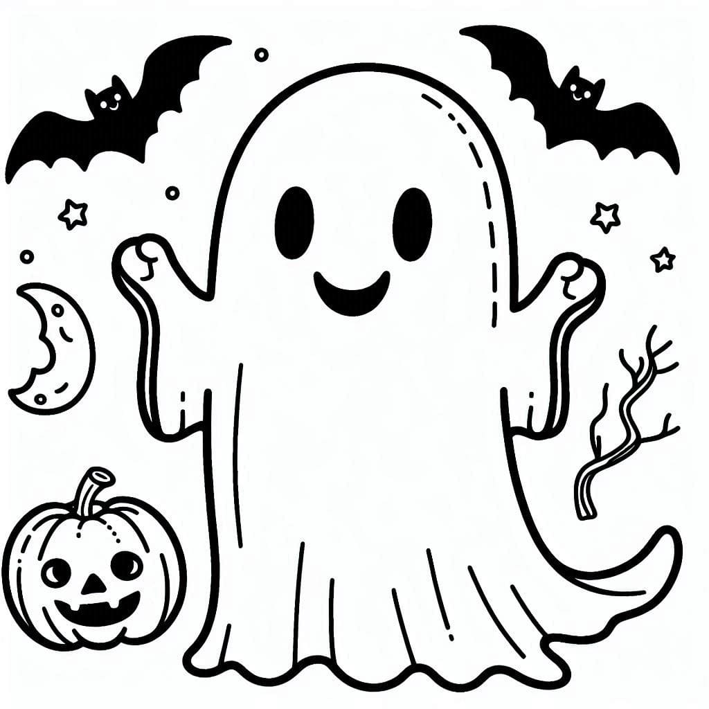 Un Fantôme Halloween très Mignon coloring page