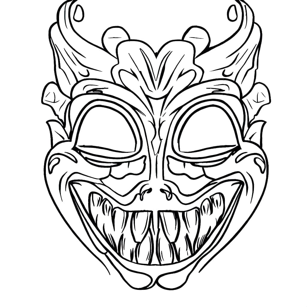 Un masque d’Halloween effrayant coloring page