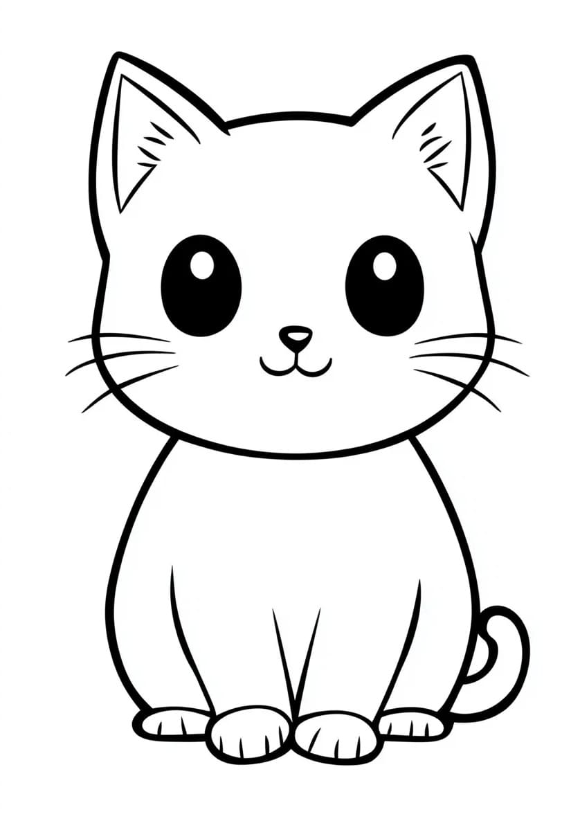 Un simple chat kawaii coloring page