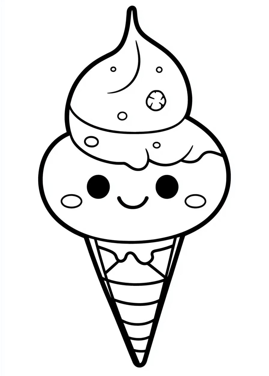 Coloriage Une Glace Kawaii