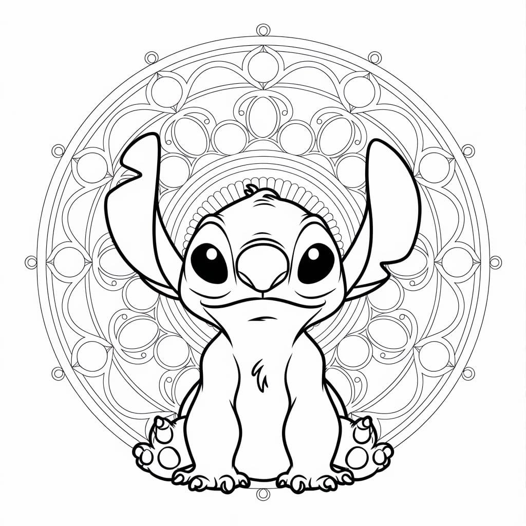 Coloriage Dessin Gratuit de Stitch Mandala