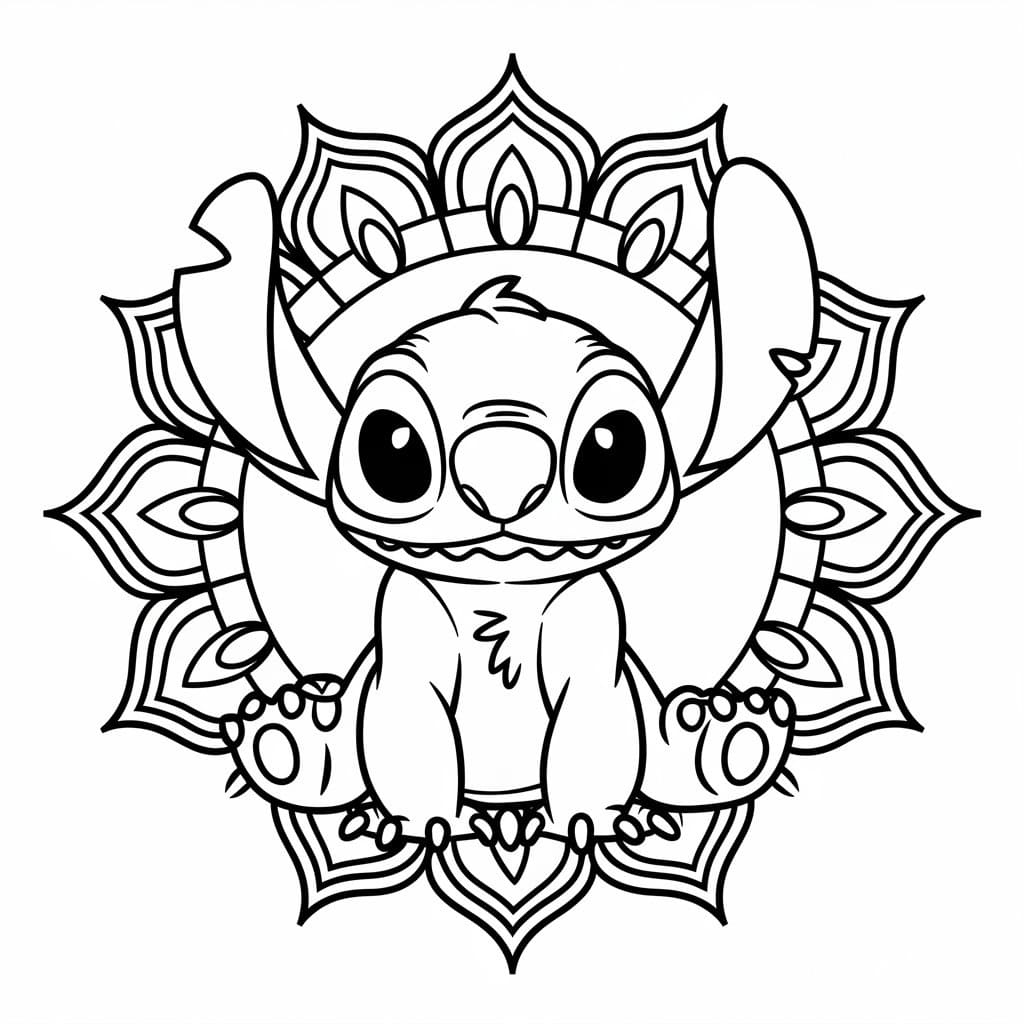 Stitch Mandala Gratuit Pour les Enfants coloring page