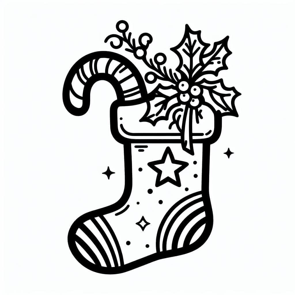 Coloriage Adorable chaussette de Noël