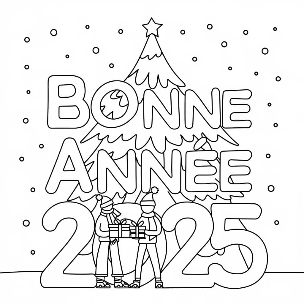 Coloriage Bonne Année 2025 Gratuit