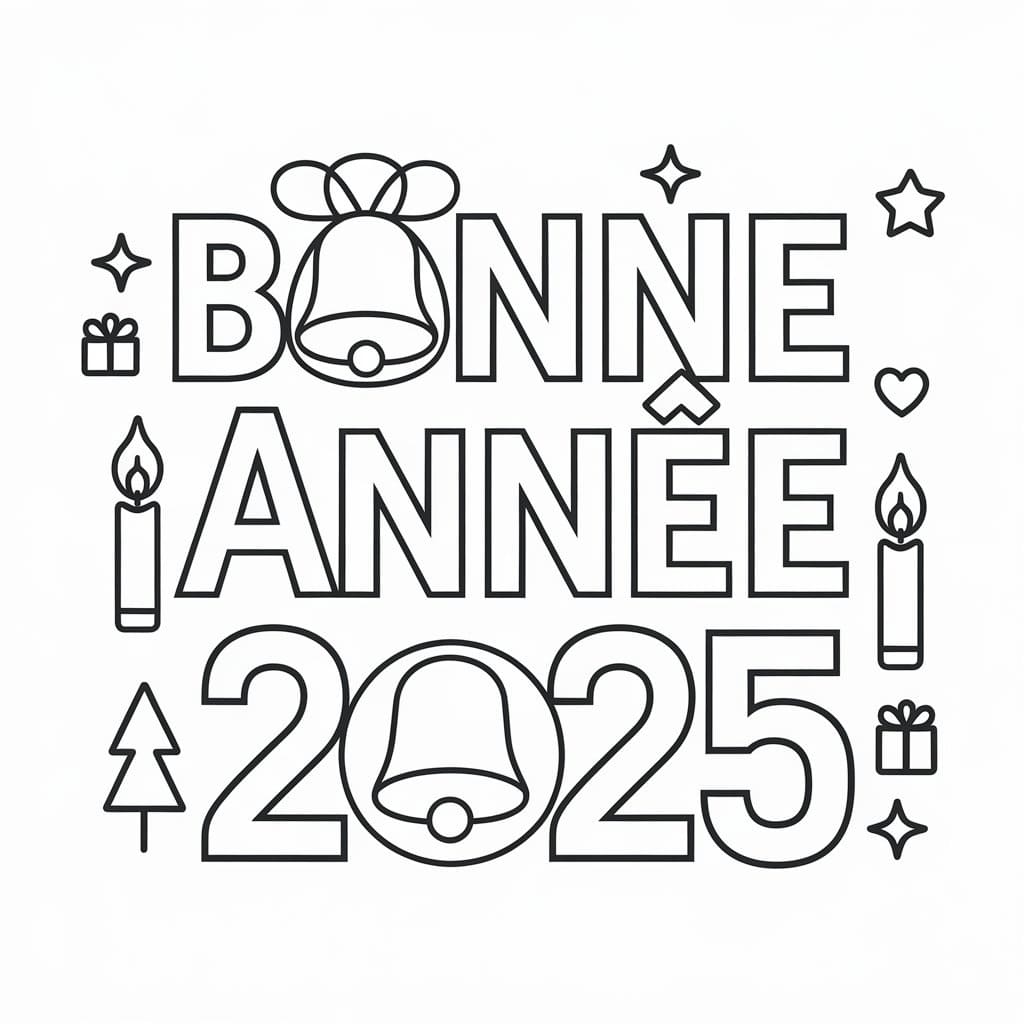 Coloriage Bonne Année 2025 Pour Enfants